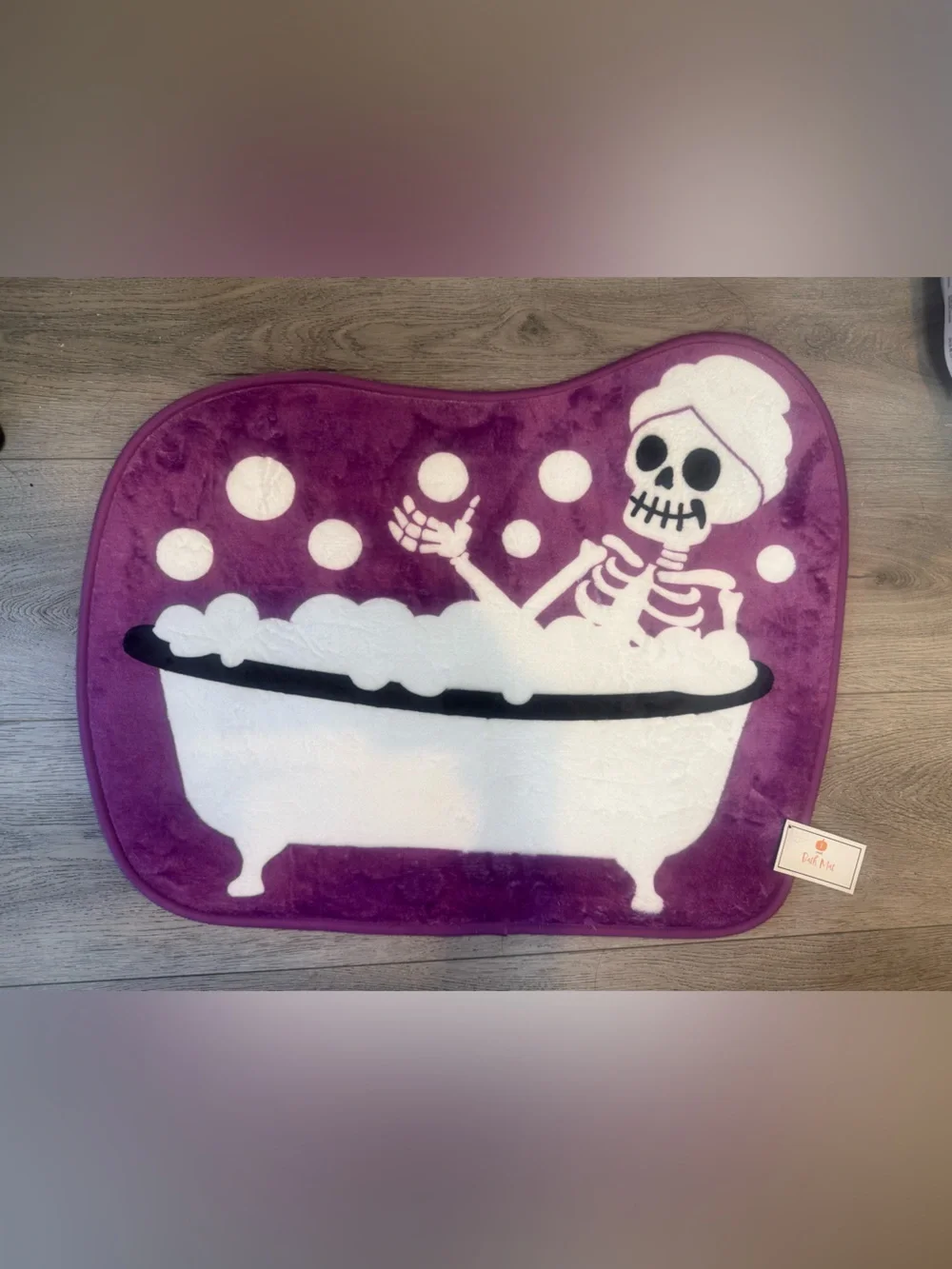 Halloween Skeleton Bath Mat, Halloween Bat Mat